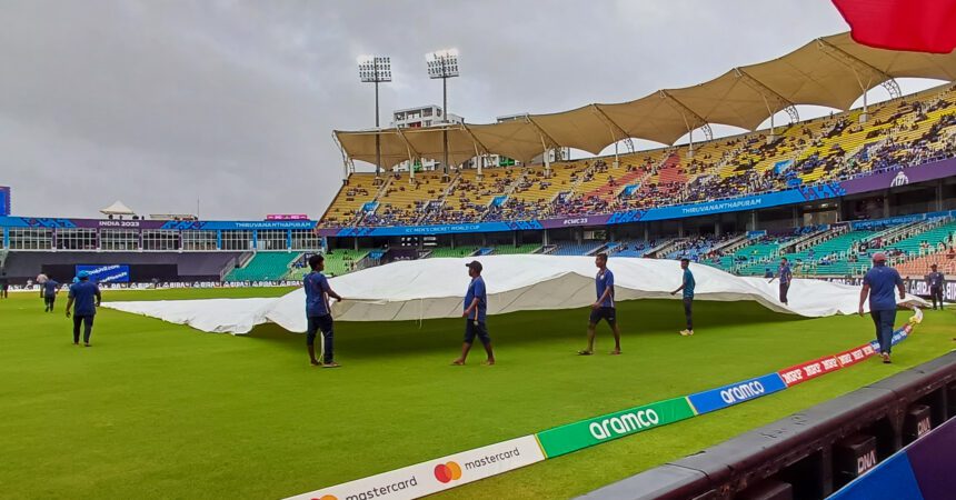 The India-Netherlands World Cup warm-up match at Greenfield International Stadium, Karyavattom was abandoned due to rain.